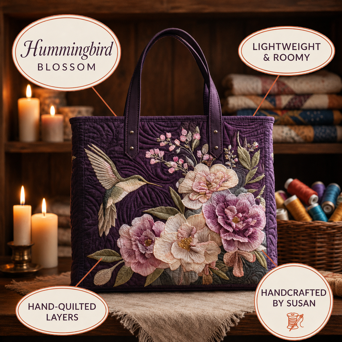 Lillian | Hummingbird Blossom Tote