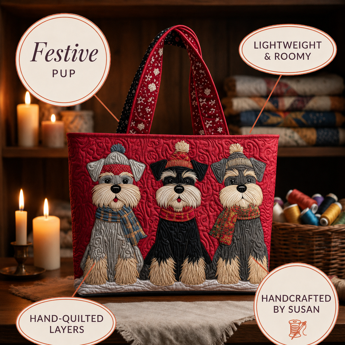 Linda | Festive Pup Tote