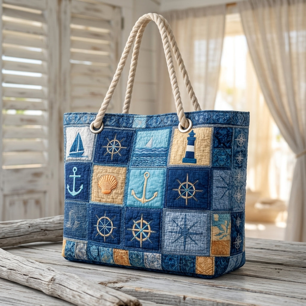 Nora | Nautical Patchwork Beach Bag