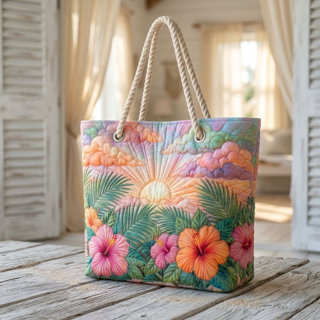 Lila | Tropical Sunset Beach Bag